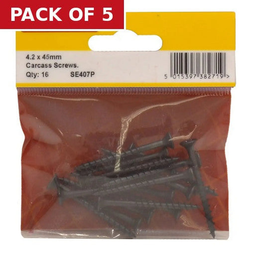 Carcass Screws - 45mm x 4.2mm - Black - (Pack of 16) - Pack of 5