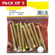 7.5mm x 62mm Concrete Frame Screws (Pack of 10) - Pack of 5