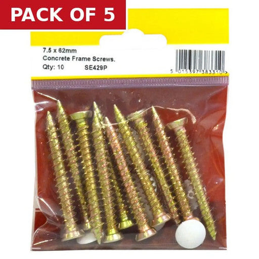 7.5mm x 62mm Concrete Frame Screws (Pack of 10) - Pack of 5
