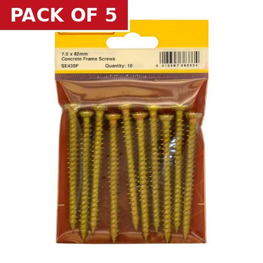 7.5mm x 82mm Concrete Frame Screws (Pack of 10) - Pack of 5