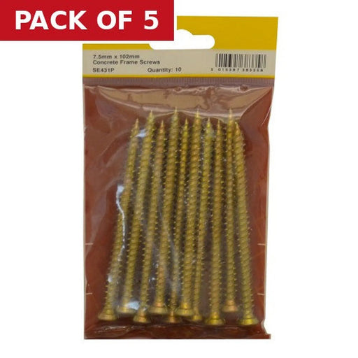 7.5mm x 102mm Concrete Frame Screws (Pack of 10) - Pack of 5