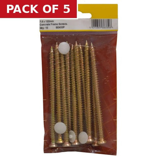 7.5mm x 122mm Concrete Frame Screws (Pack of 10) - Pack of 5