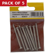 4mm x 50mm Stainless Steel Chipboard Screws CRCS Head Countersunk - Pack of 5