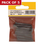 1 1/2" x 8 Pozi Black Round Head Woodscrews (Pack of 10) - Pack of 5
