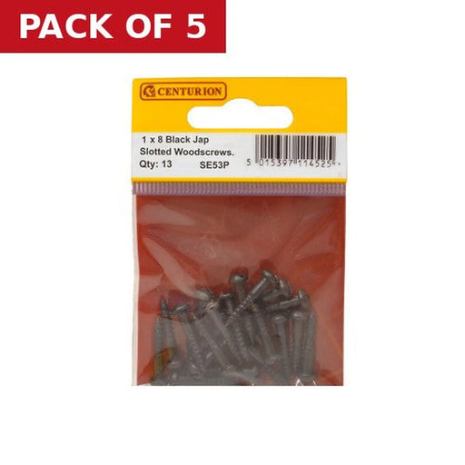 1" x 8 Pozi Black Round Head Woodscrews (Pack of 13) - Pack of 5