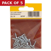 1/2" x 4 ZP Cross Recessed Hardened Twin Thread Woodscrews with - Pack of 5