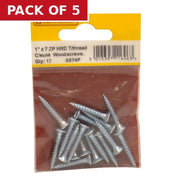1" x 7 ZP Cross Recessed Hardened Twin Thread Woodscrews with - Pack of 5
