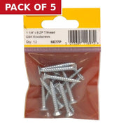 1 1/4" x 8 ZP Cross Recessed Hardened Twin Thread Woodscrews with - Pack of 5