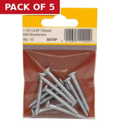 1 1/2" x 8 ZP Cross Recessed Hardened Twin Thread Woodscrews with - Pack of 5
