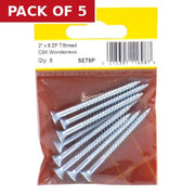 2" x 8 ZP Cross Recessed Hardened Twin Thread Woodscrews with - Pack of 5