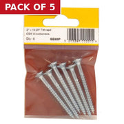 2" x 10 ZP Cross Recessed Hardened Twin Thread Woodscrews with - Pack of 5