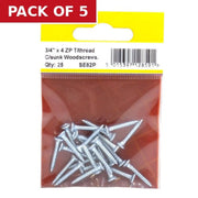 3/4" x 4 ZP Cross Recessed Hardened Twin Thread Woodscrews with - Pack of 5