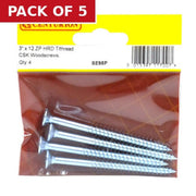3" x 12 ZP Cross Recessed Hardened Twin Thread Woodscrews with - Pack of 5