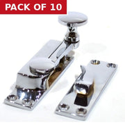Solid Brass Quadrant Sash Fastener, Polished Brass, 60mm - Pack of 10