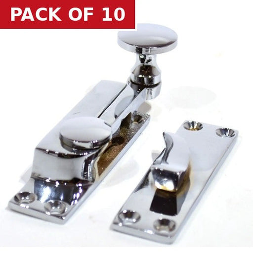 Solid Brass Quadrant Sash Fastener, Polished Brass, 60mm - Pack of 10