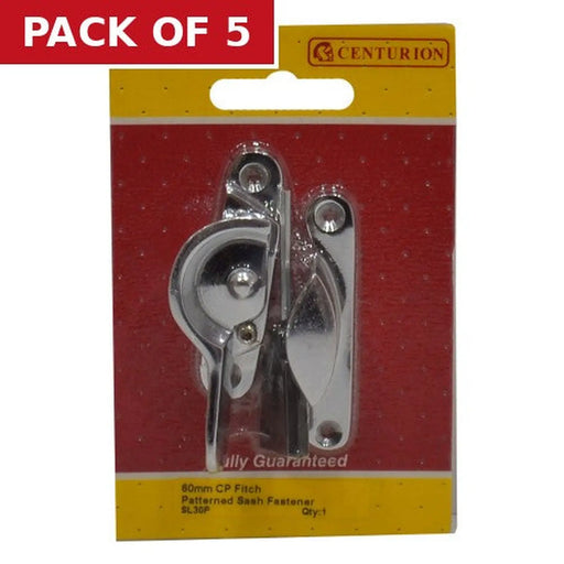Solid Brass Locking Sash Fastener, Chrome Plated, 60mm - Pack of 5