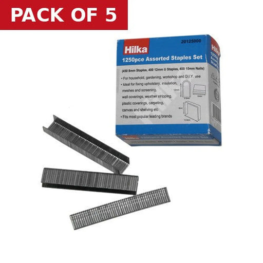 Hilka 1250 Assorted Staples - Pack of 5