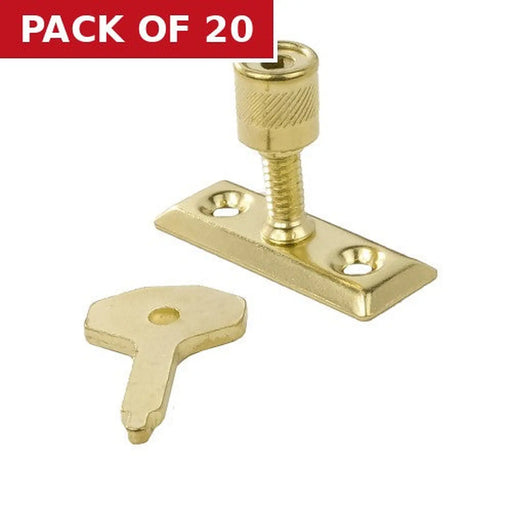 Steel Window Stay Locks, Brassed, 48mm x 28mm - Pack of 20