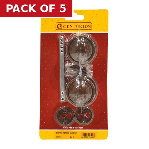 Plastic Rim Mortice Knob Set, Brown, 45mm Dia. - Pack of 5