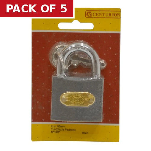 Iron 'Tri-Circle' Padlocks, 50mm - Pack of 5