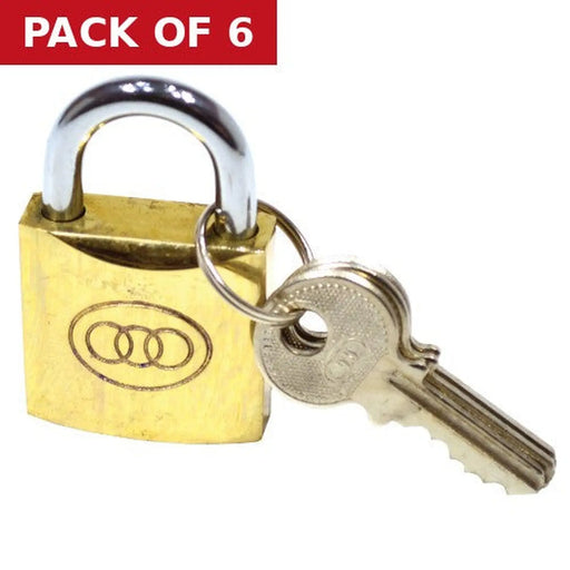 32mm Brass Tri-Circle Padlock - Pack of 6