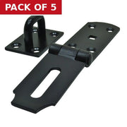 Heavy Duty Safety Hasp and Staple, Black, 200mm - Pack of 5
