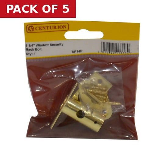 Security Rack Bolts, Window Bolt, Brass, 32mm - Pack of 5