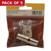 Security Rack Bolts, Door Bolt, Chromed, 60mm - Pack of 5