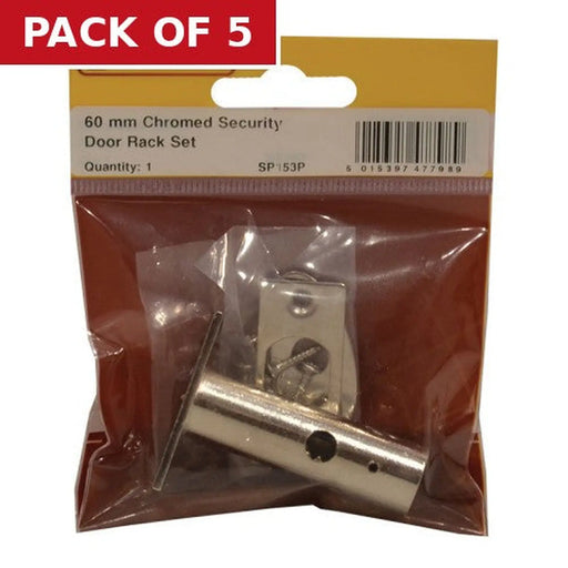 Security Rack Bolts, Door Bolt, Chromed, 60mm - Pack of 5
