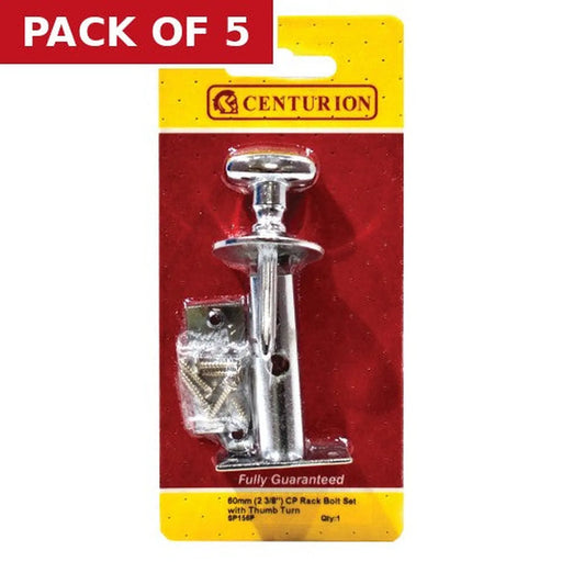 Thumb Turn Rack Bolt Set, Chromed, 60mm - Pack of 5