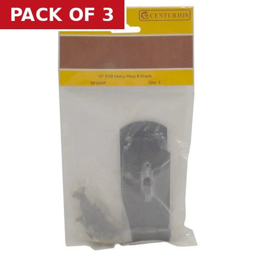 Heavy Duty Safety Hasp and Staple, Black, 250mm - Pack of 3
