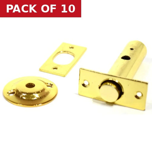 Security Rack Bolts, Door Bolt, Brass, 60mm - Pack of 10