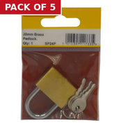 Brass Padlocks, 30mm - Pack of 5