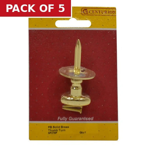 Security Bolt Thumb turn, Brass, 30mm - Pack of 5