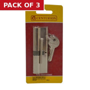 Euro Profile Cylinders, Nickel Plated, 100mm - Pack of 3