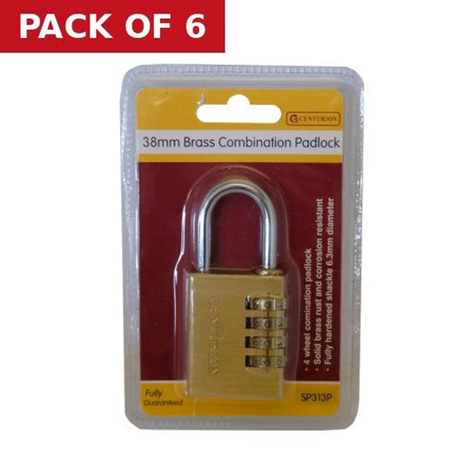 Combination Padlocks, 4 Wheel, 38mm - Pack of 6