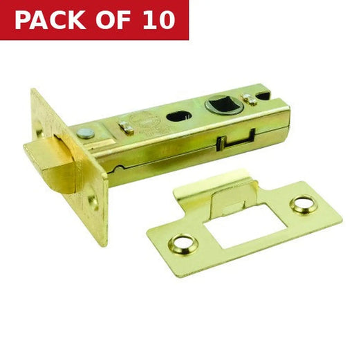 Heavy Duty Tubular Latches, Brassed, 75mm - Pack of 10