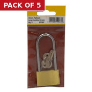 40mm (1 1/2") Brass Long Shackle Padlock - Pack of 5