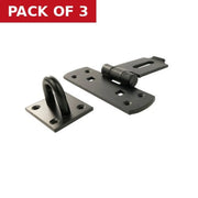 Heavy Vertical Hasp, Black, 150mm - Pack of 3