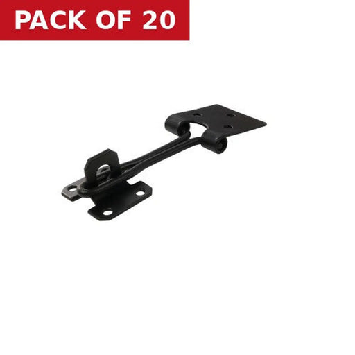 Wire Hasp and Staples, Black, 100mm - Pack of 20