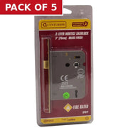 3 Lever Mortice Sashlocks, Brassed, 75mm - Pack of 5