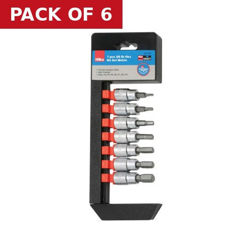 Hilka D Hex Bit Set, 7pc, 3/8" - Pack of 6