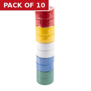 Insulating PVC Tape, Assorted Colours, 19mm x 4.5m - Pack of 10