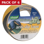 Black/Yellow Anti Slip Tape, 50mm x 5m - Pack of 6