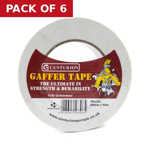 White Gaffer Tape 50mm x 50m Roll - Pack of 6