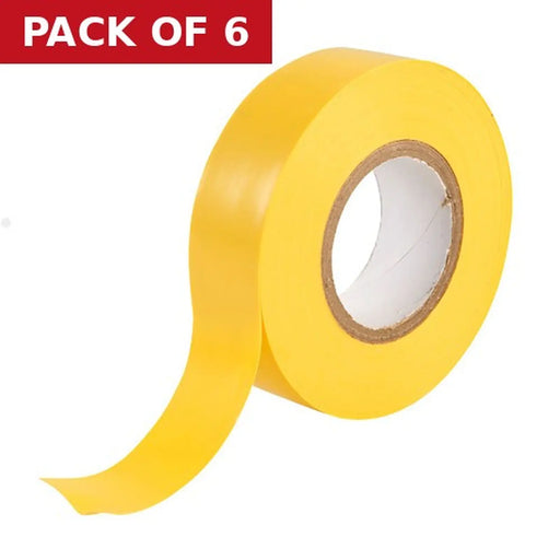19mm x 33m Yellow PVC Tape - Pack of 6