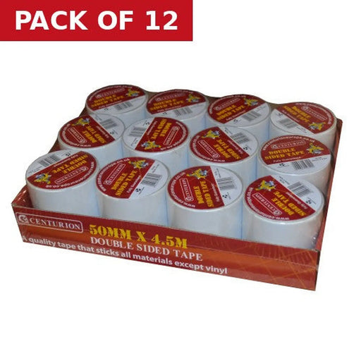Double Sided Vinyl Tape, 50mm x 4.5m - Pack of 12