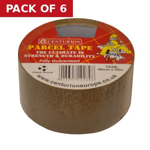 Tan Parcel Tape, 48mm x 50m - Pack of 6