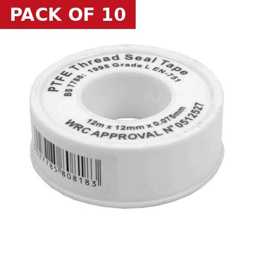 12mm x 12m PTFE Tape - Pack of 10