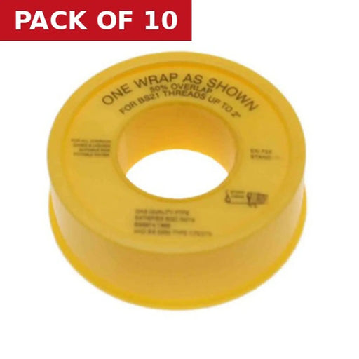 12mm x 5m Gas PTFE Tape - Pack of 10